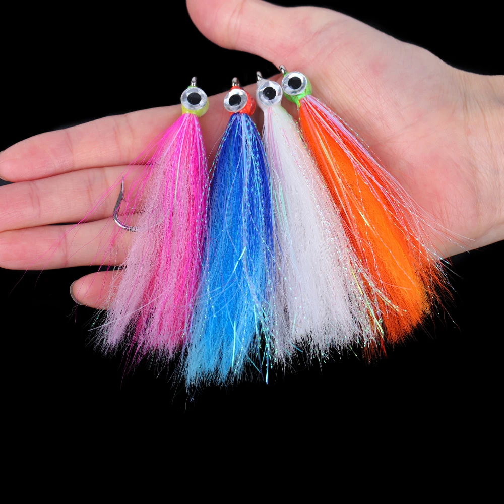 Vtwins 2PCS/4PCS #5/0 Saltwater Streamer Fly Fishing Flies Clousers Deep Minnow Fly Trout Bass Pike Big Game Fishing Lures Baits