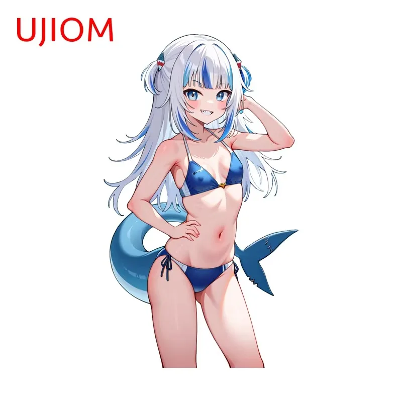 UJIOM NSFW Gawr Gura สติ๊กเกอร์ติดผนังสาวกระต่ายตู้เย็นยืนท่าทางกราฟิกรูปลอกตู้ครัวครีมกันแดดตกแต่ง