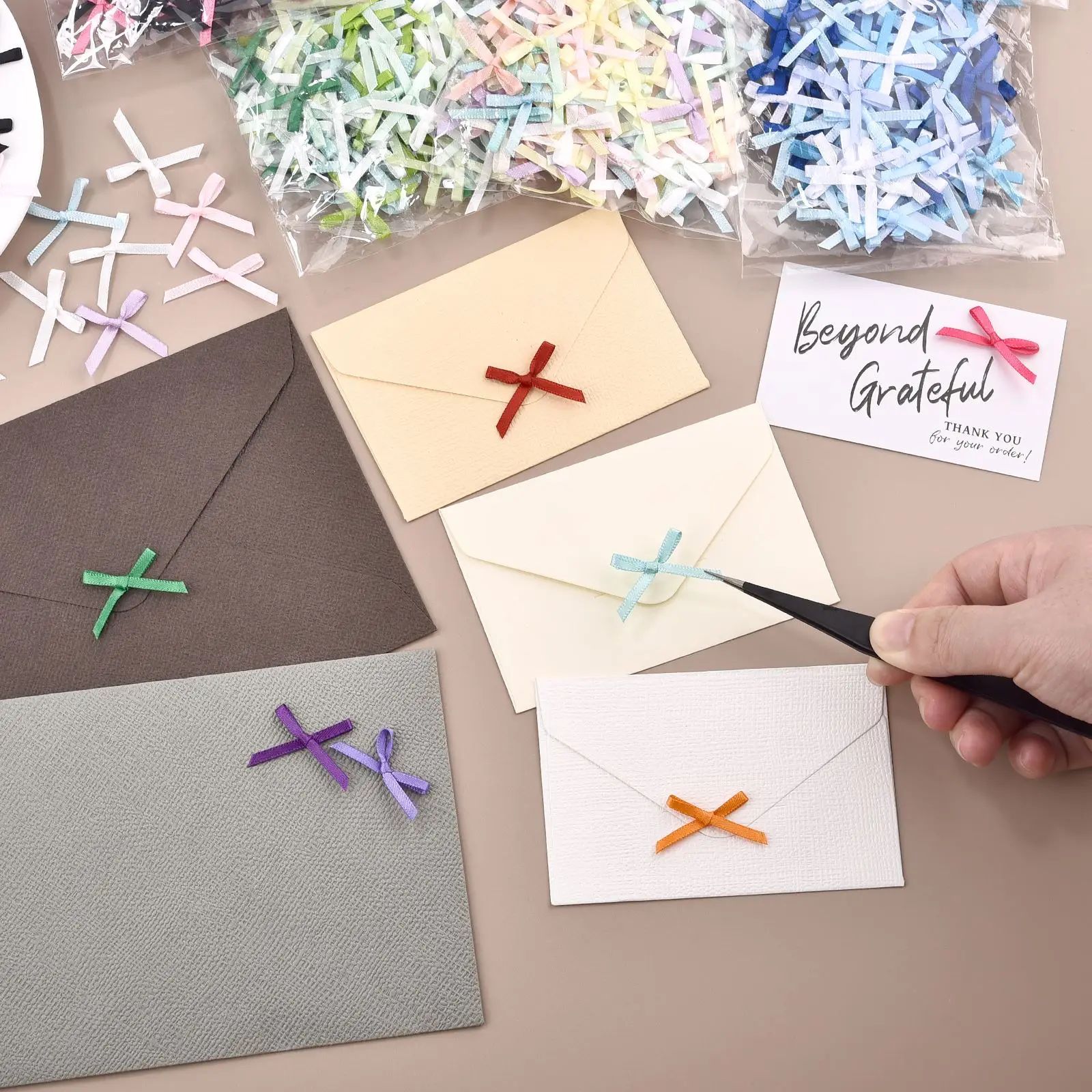 100Pcs 3mm Ribbons Mini Satin Ribbons Flowers Bows Ties DIY Craft Scrapbooking Embellishment Accessories Christmas Decorations