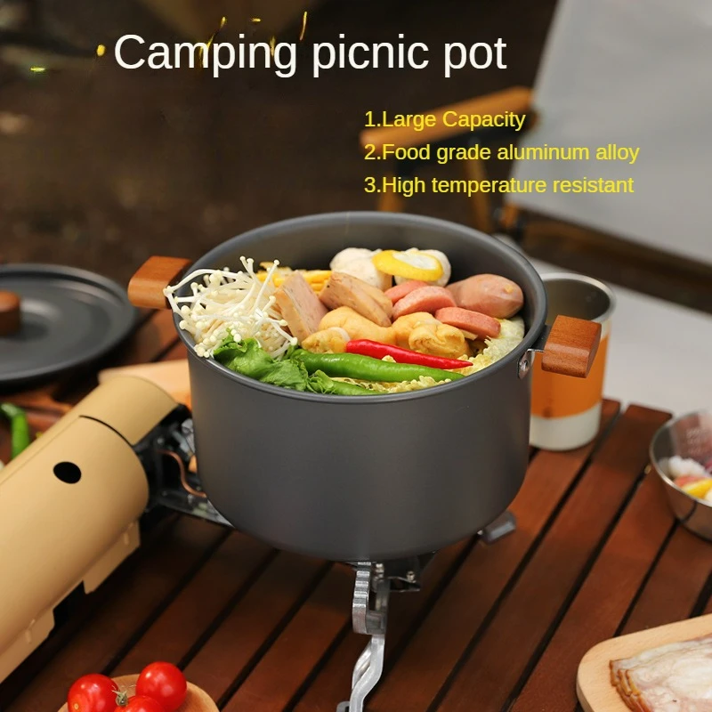 Portable Ultra-Lightweight Camping Pot, Picnic Pot Holder, Lightweight Aluminum Pot Cover, Non-stick, 2.8L