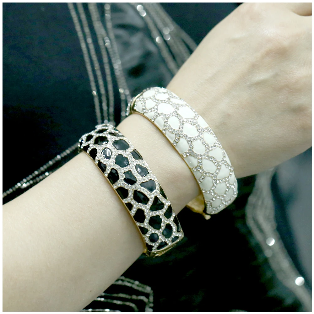 

Fashion Bohemia Style Rhinestone Enamel Cuff Bangle Bracelet for Women Golden Plated Party Jewelry Drop-shipping Wholesale