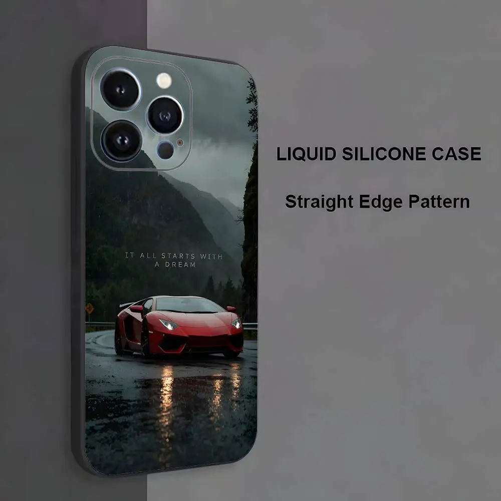 حافظة هاتف Cars-L-Lamborghinis-S لهاتف iPhone 17,16,15,14,13,12,11,Pro Max,XS,X,XR,SE,Mini,8,7,غطاء أسود من السيليكون الناعم