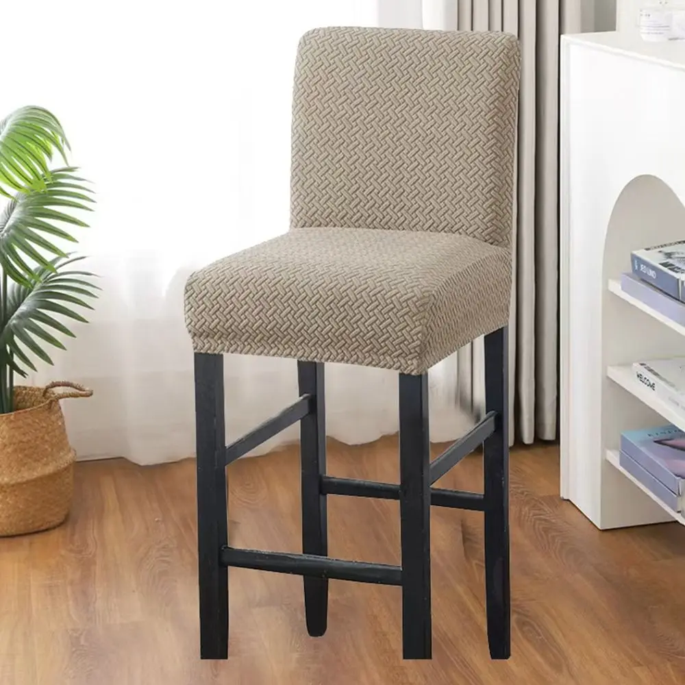 Elastic Stretch Counter Height Bar Stool Cover Jacquard Solid Color Butterfly Chair Cover Dustproof Washable Chair Slipcover