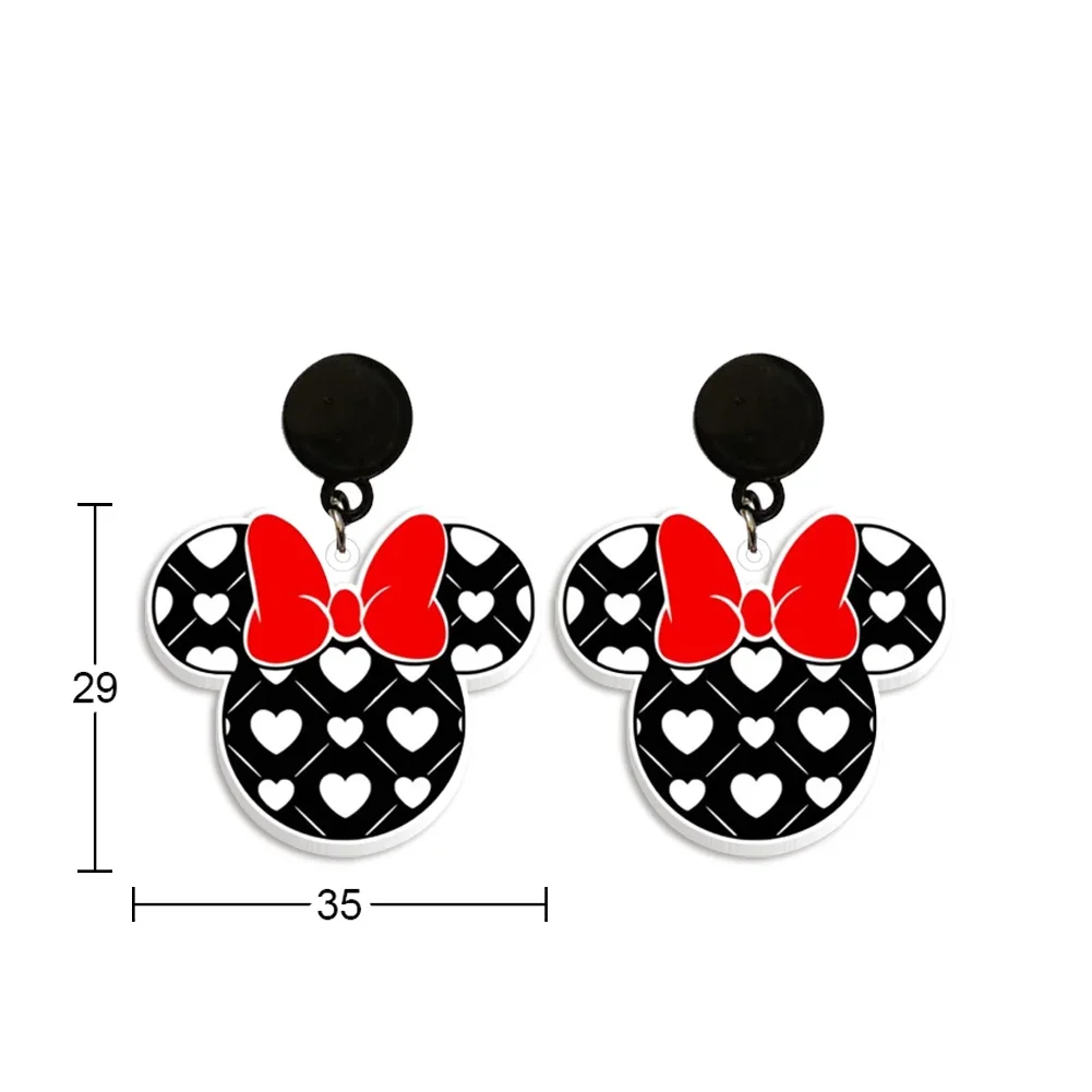 عيد الحب ديزني ميكي ماوس الاكريليك الأسود انخفاض الأقراط الراتنج الايبوكسي اليدوية مجوهرات للنساء