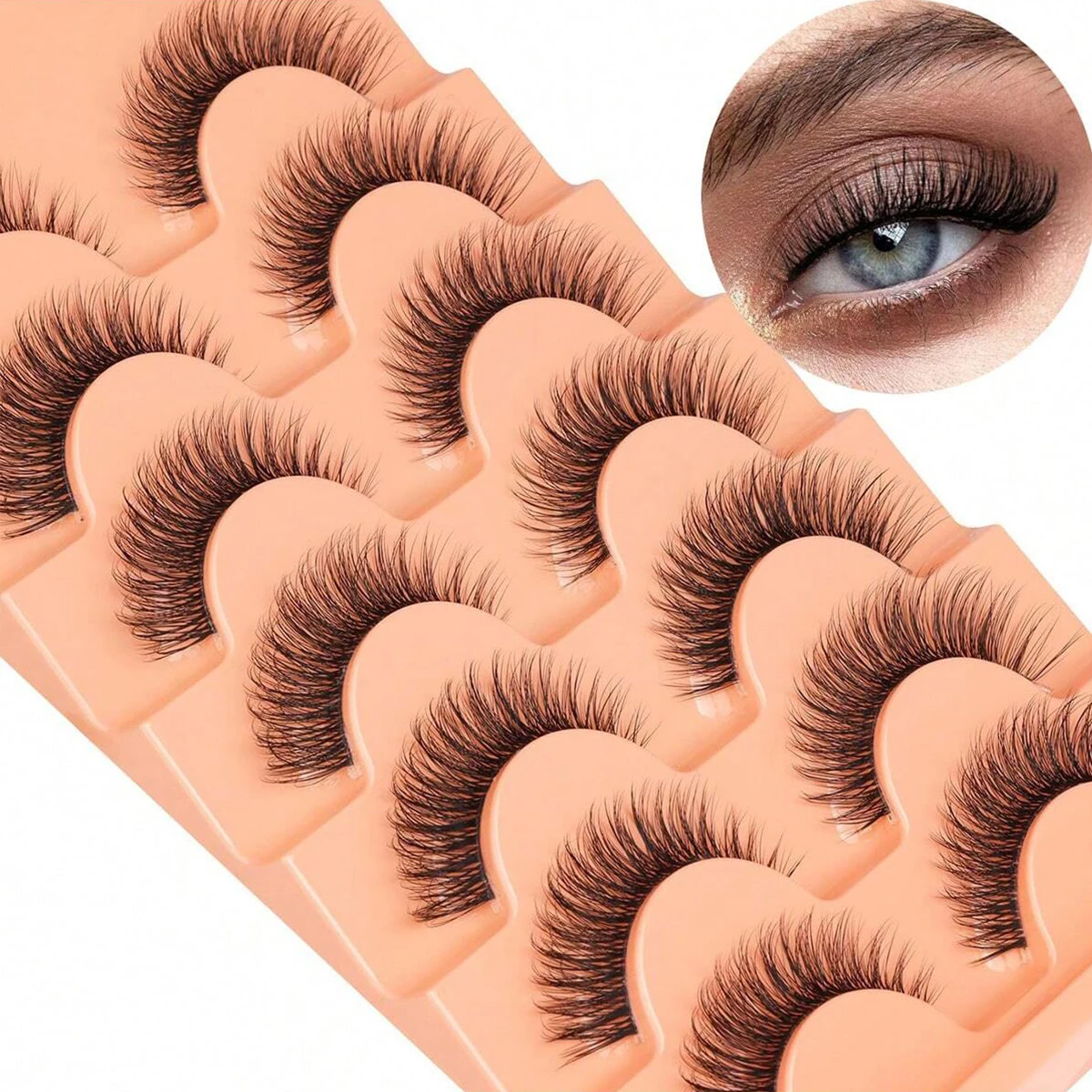 7 Pair 12MM Lashes Mink False Eyelashes Natural Wispy Lashes Soft Faux Mink Lashes Fluffy False Lashes