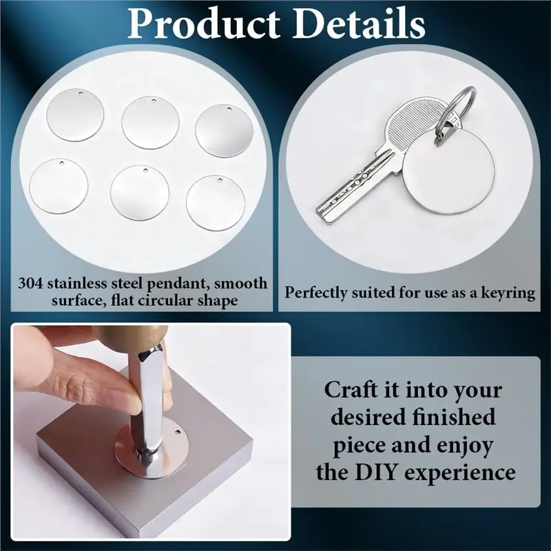 

ABVJ-For Pet For ID, 150 шт. заготовок для идентификационных бирок для собак из нержавеющей стали, 1,2-дюймовые гравированные бирки для изготовления украшений, аксессуары для брелоков, Sta