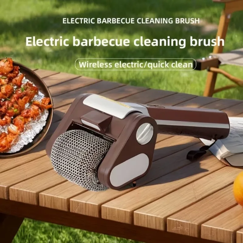 Electric Grill Cleaning Cordless Brush BBQ Grill Brush Kitchen Wireless USB Rechargeable Barbecue Grill Cleaner Tool for Outdoor