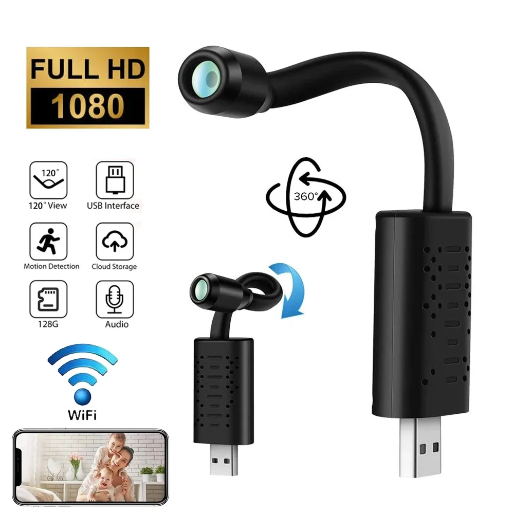 HD 1080P Mini Camera Night Vision Wifi Camera USB AP Hotspot 120 Degree Ultra Wide Angle Motion Detection Video Wifi Camcorder