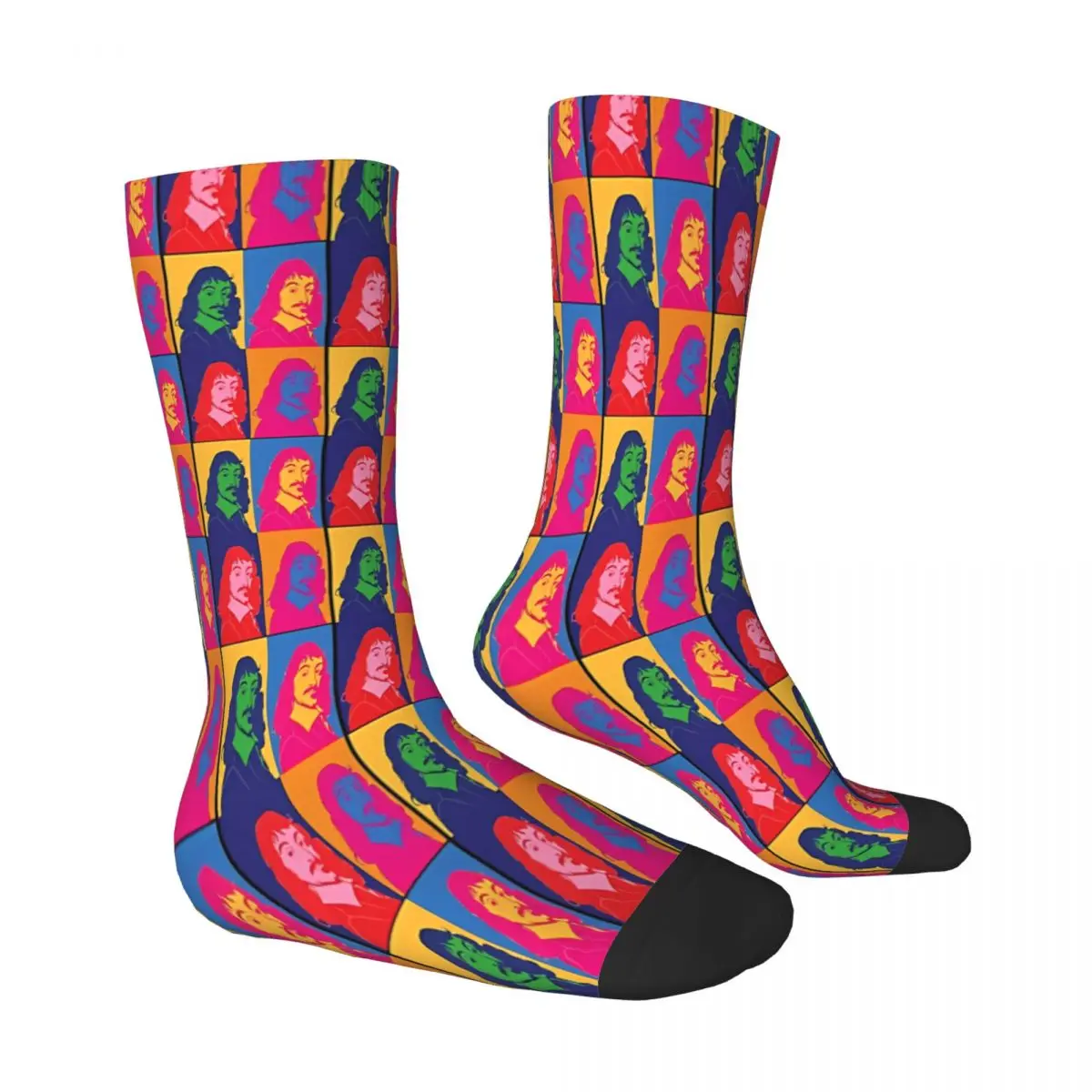 Portrait Philosopher Rene Descartes Pop Art Socks Male Mens Women Summer Stockings Polyester