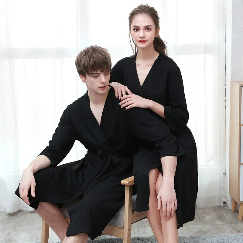 Absorbable Summer Lovers Bathrobe Night Skirt Home Robes Women Men Kimono Lounge Dressing Gown