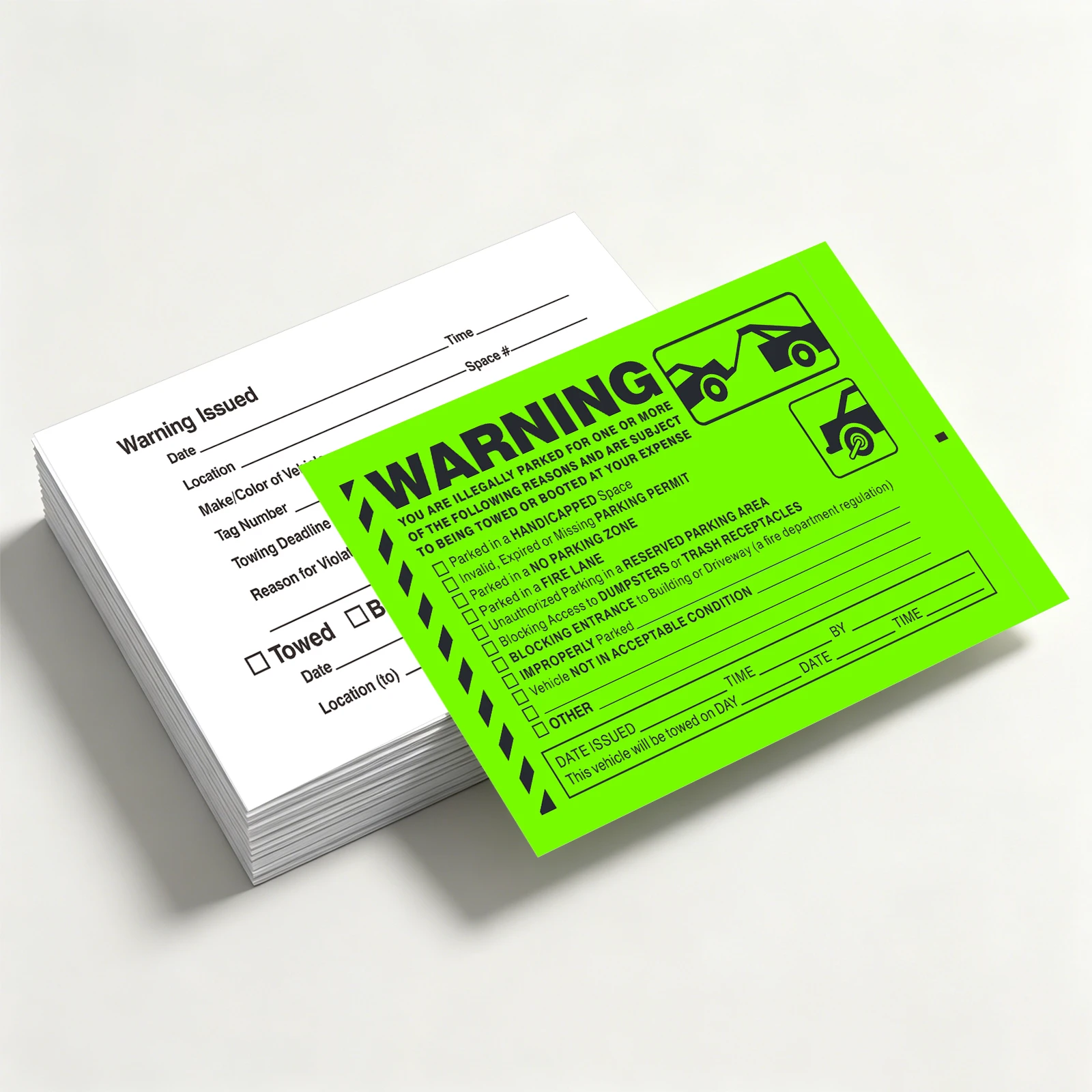 10 Sheets/Pack - 10.1*16.2Cm/4*6.38In Fluorescent Color Violation Parking Warning Label, Vehicle Violation Parking Tow-Away Label Sticker, Vehicle Window Parking Label, Conspicuous Warning Label, Prank Sticker