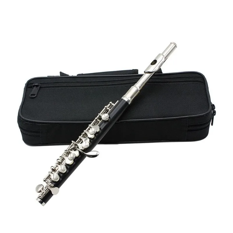 Piccolo C-tone Rubber Wood Tube Body, Black and Silver Cloth Box, Beginner Practice, Portable Playing, Labor-saving