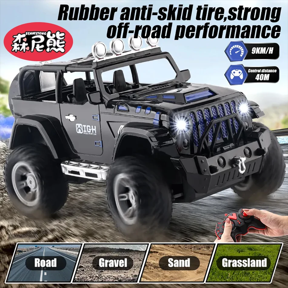SENNIXIONG 1:16 Remote Control Spray 4WD All Terrain Vehicle Off-road Car Model Spray Light Sound Pickup Truck Toy for Children