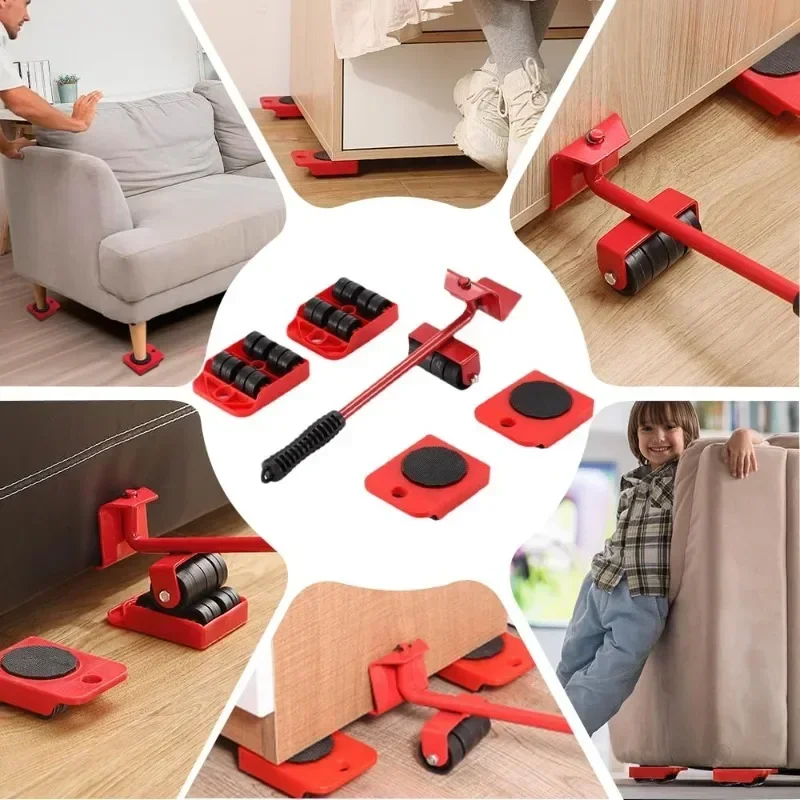 1Set Furniture Lift Mover Tool  for Moving Heavy Furniture, Adjustable Height Lever Furniture Mover Dolly Lifter Moving Sliders