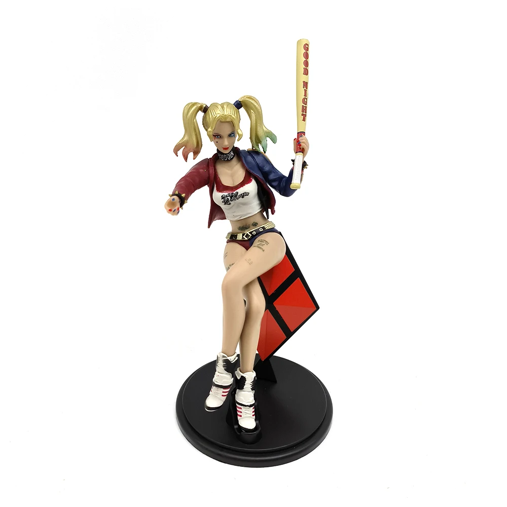 11cm Suicide Squad Harley Quinn Statue Figure Harleen Figurine War Damaged Police Car Collection PVC Ornaments Model Toys Gifts