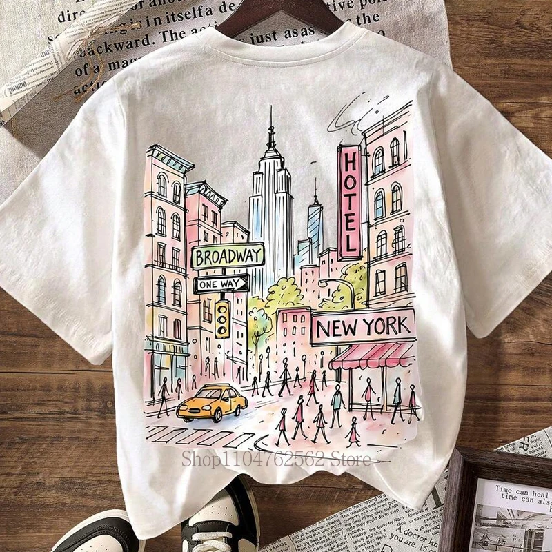 Vintage Fashion York - Футболка с принтом в стиле Нью-Йорка