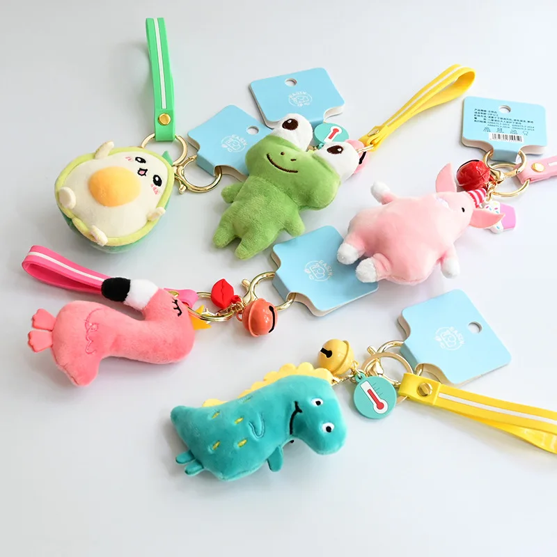 New Scent Kawaii Cute Pet Dinosaur Piggy Fruit Series Plush Toy Keychain Bag Charm Brooch Pendant Birthday Christmas Gift