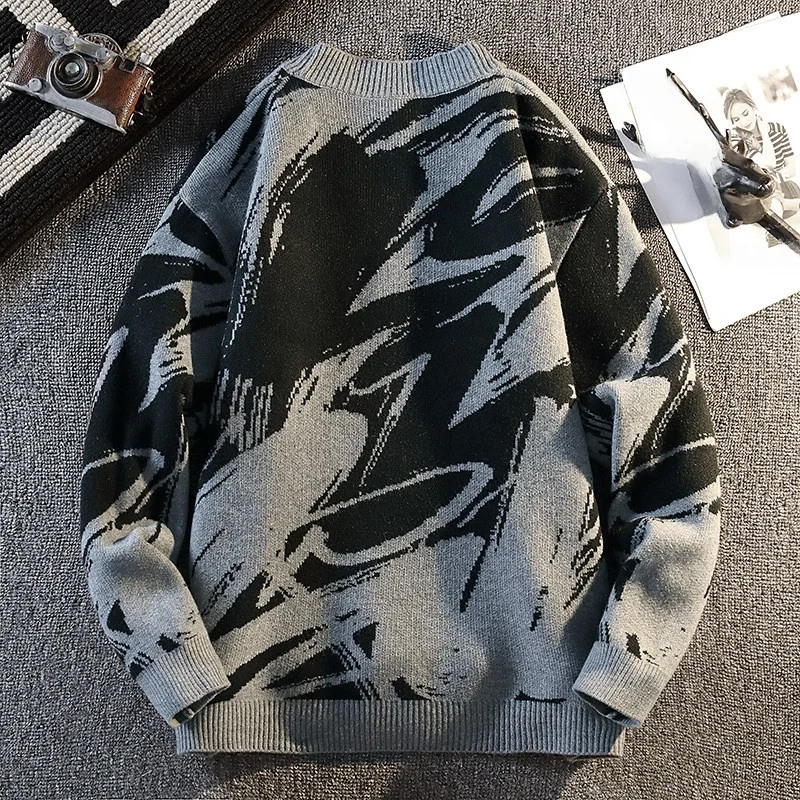 

Осень-зима, молодежный вязаный открытый кардиган, свитер, мужской свободный длинный свеч V-Ne, теплый топ, универсальный повседневный модный базовый свитер