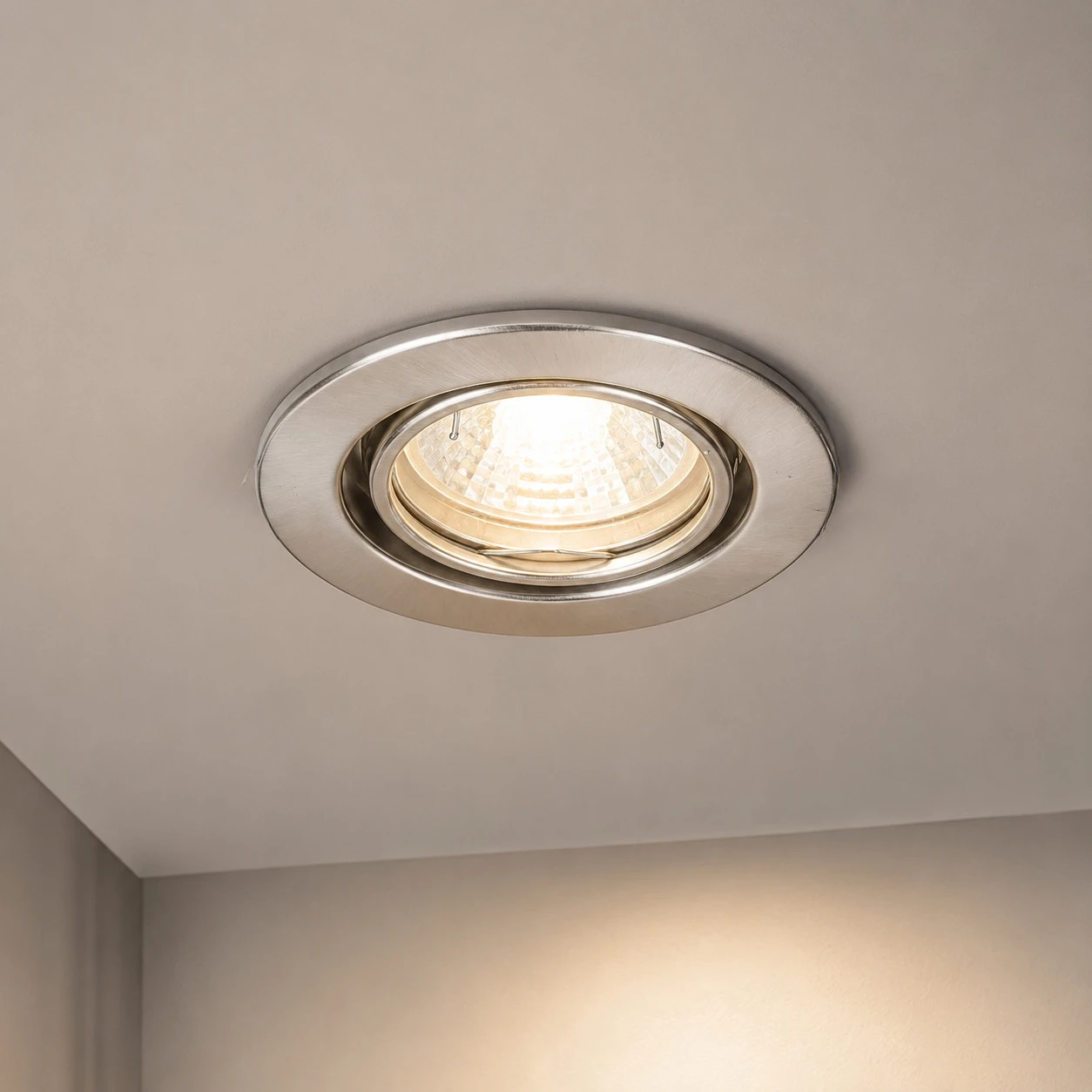 JOYINLED GU10 Recessed Lighting Pack of 10 Satin Nickel 30° LED Recessed Spotlight Round Metal Mounting Frame Recessed Spotlight