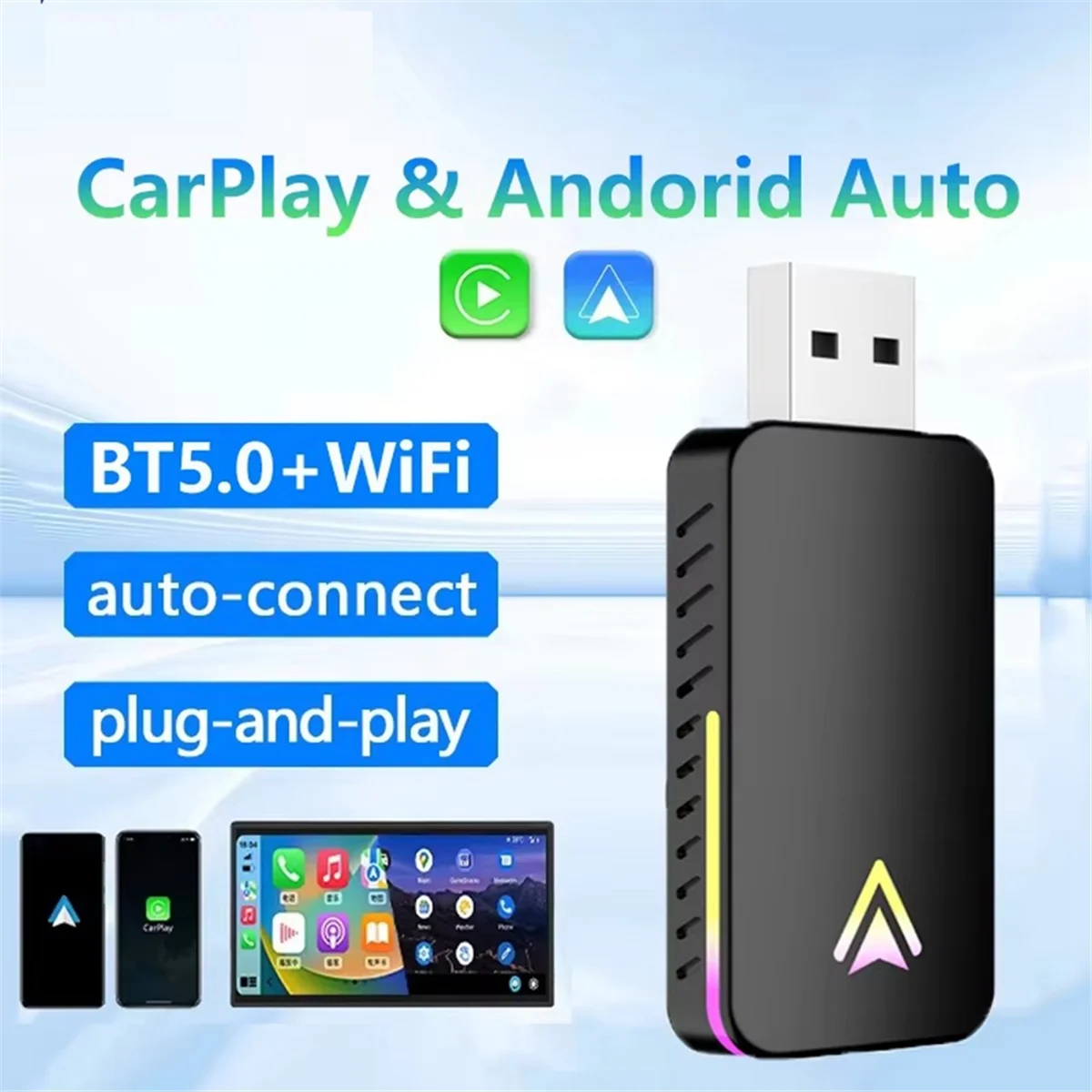A07I 2 في 1 محول Carplay اللاسلكي لـ IOS/Android Auto Smart Box التوصيل والتشغيل لـ