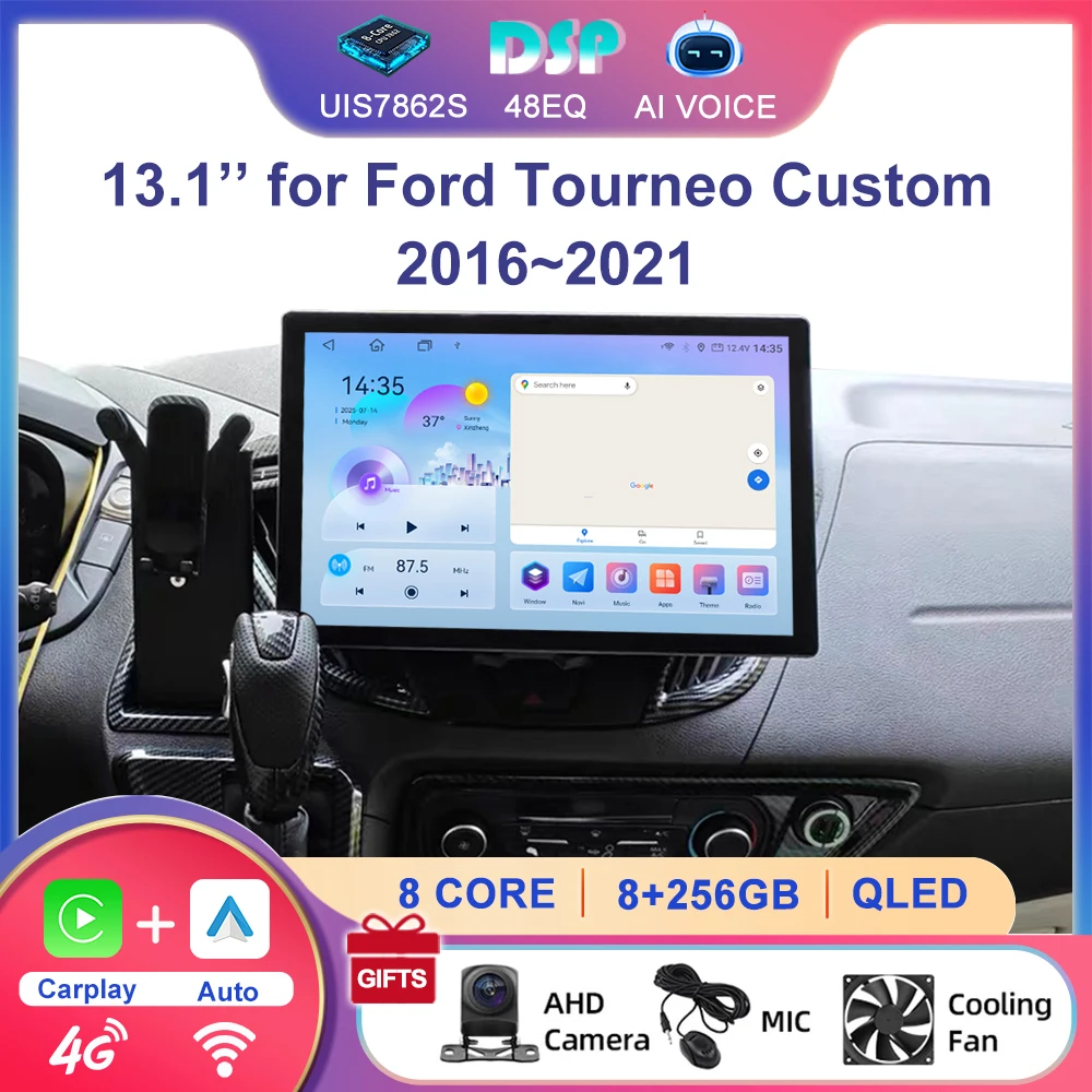 13.1'' 4G Lte Wifi DSP RDS Android Multimedia Carplay Android Auto RDS Radio Car Stereo Player for Ford Tourneo Custom 2016~2021