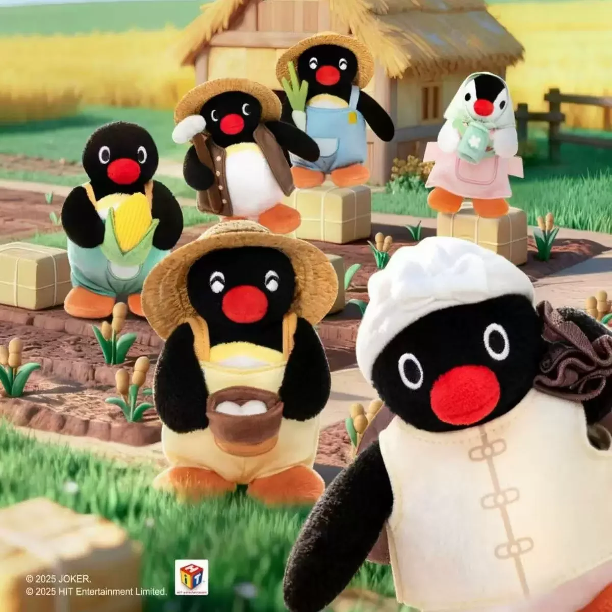 

Подлинная серия Pingu Happy Farm, плюшевая слепая коробка, детская милая кукла-пингвин, украшения, игрушка, подарок на день рождения для девочек.