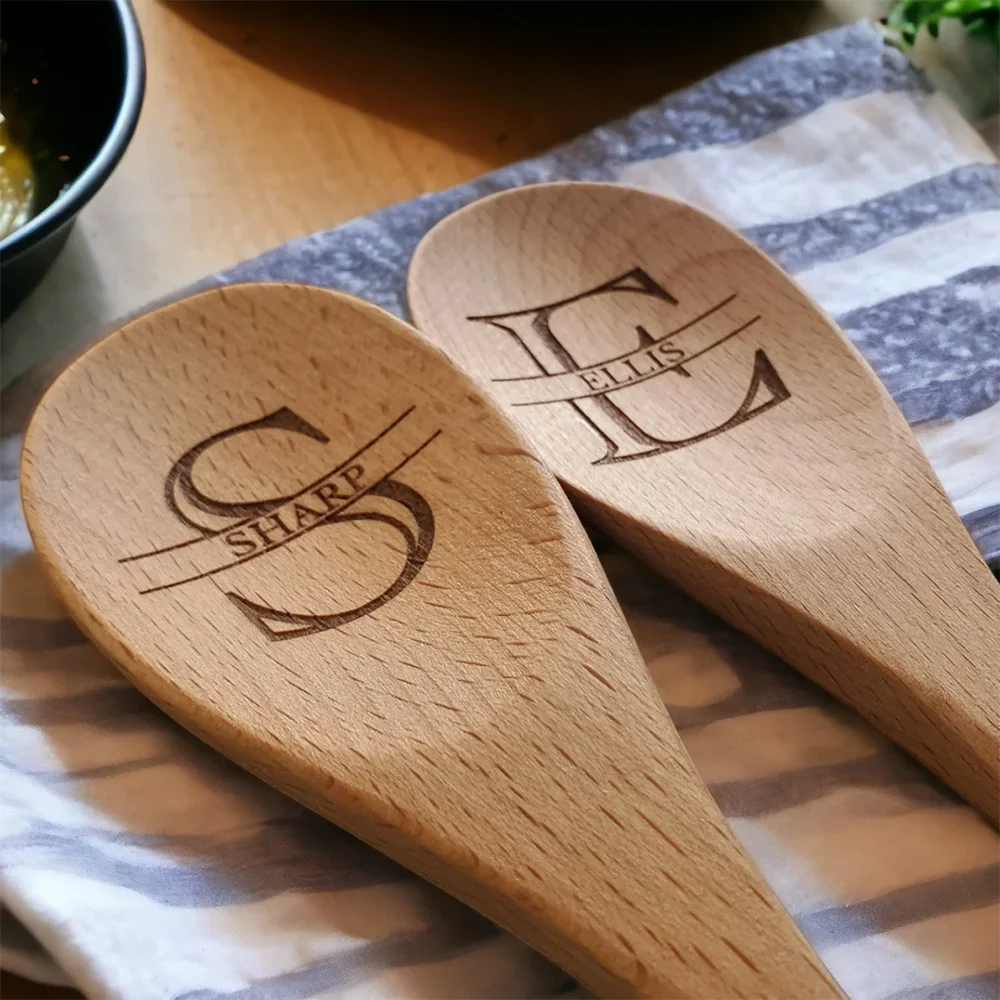 

1pcs Custom Engraved Wooden Spoon Initial and Name Personalized Wood Kitchen Mixing and Stirring Spoon Great Housewarming Gift