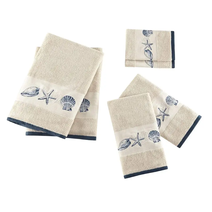 

Embroidered Cotton Jacquard 6 Piece Towel Set MP734967, Blue