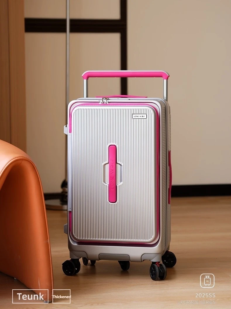 Mala de viagem com abertura lateral, 24 polegadas, grande capacidade, com rodas largas, com senha, masculina, 20 polegadas, para embarque.