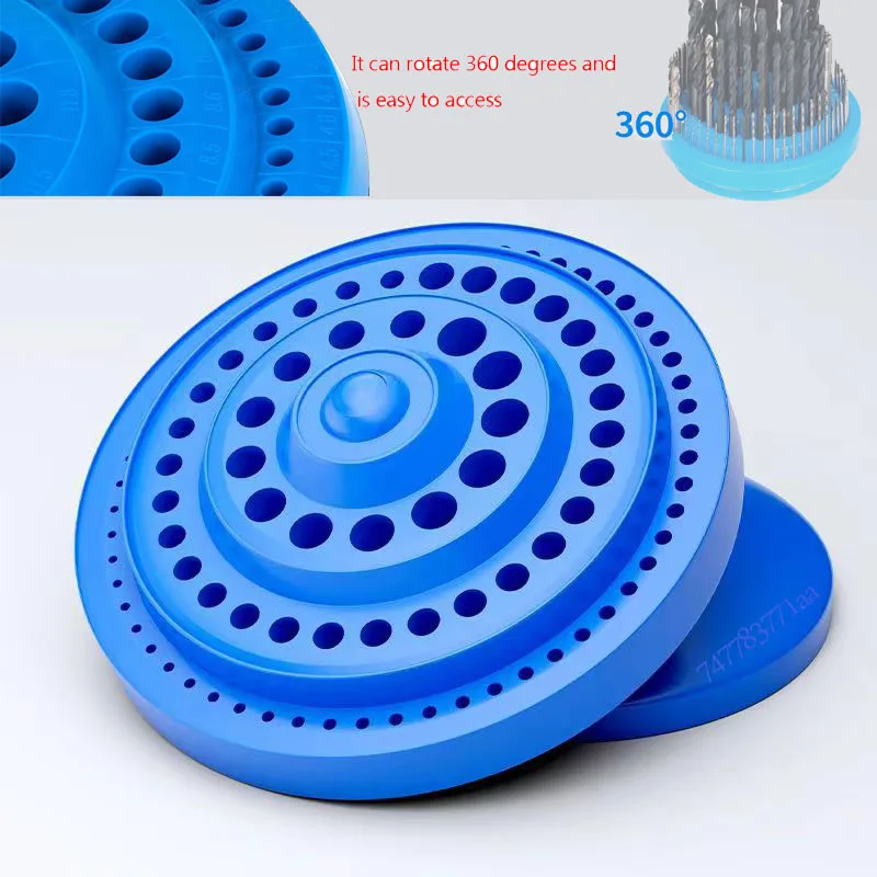 Round Shape Plastic Drill Bit Storage Case Drill Bits Empty Storage Box Stand Blue Hole Bore Organizer Manicure Accessories