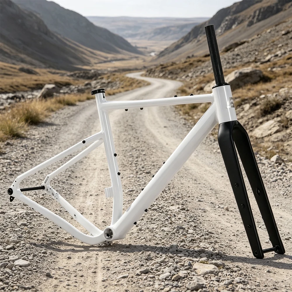 アルミ合金グラベルロードバイクフレーム カーボンフロントフォーク対応 タイヤサイズ700x50C UDHスルーアクスル ディスクブレーキ 自転車フレームセット