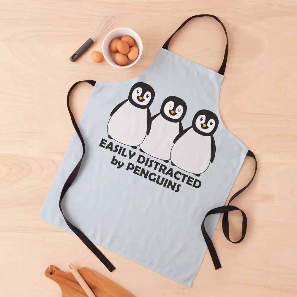 

Easily Distracted by Penguins Apron Waterproof For Cosmetologist Korean For Men Apron