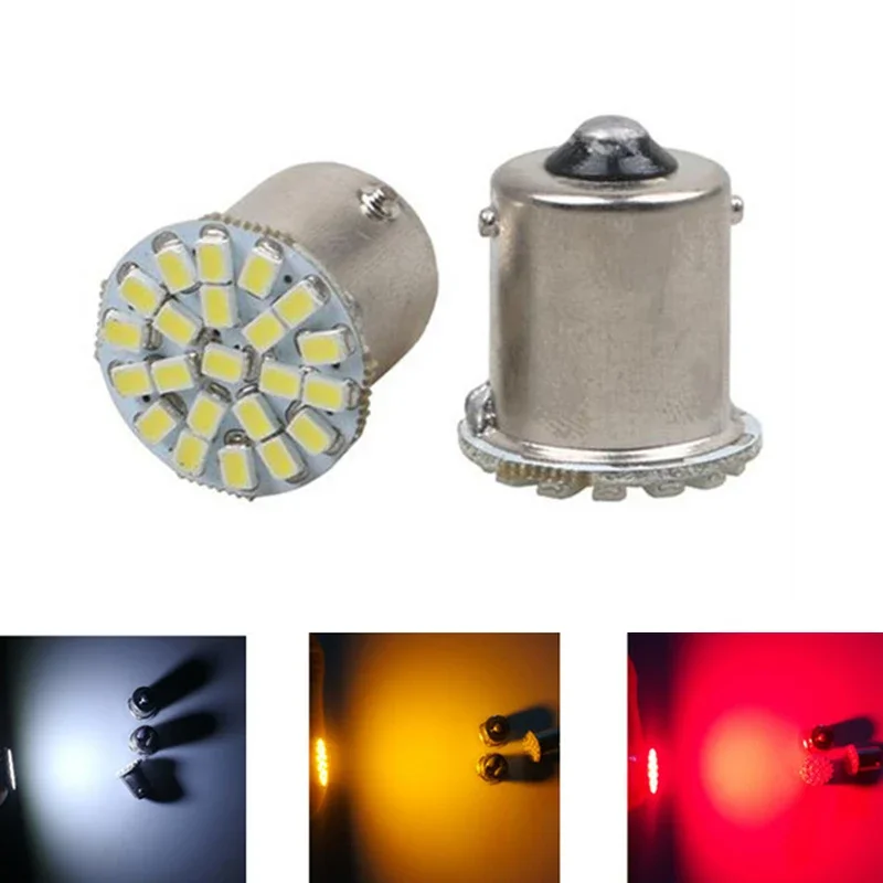 1PC P21W 1156 BA15S 1157 Bay15d 22SMD Car LED Bulb Auto Rear Turn Signal Lights Brake Reverse Parking Lamp DC 12V White 22 SMD