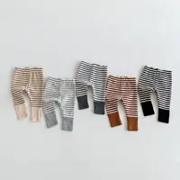 Autumn Newborn Infant Baby Boy Girls Candy Color Leggings Splice Striped Pants Fashion Baby Clothing 2