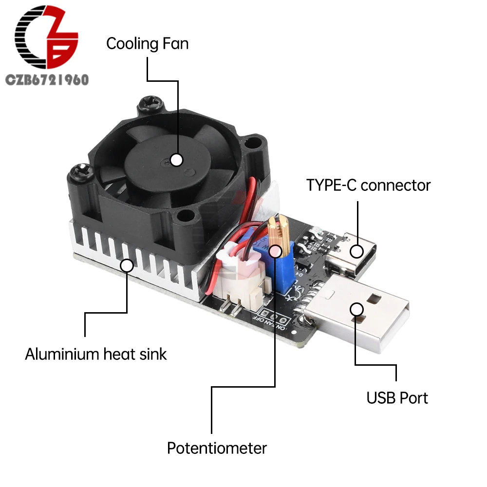 Tester di carico elettronico USB Tester della batteria Tester di resistenza del modulo di scarica di invecchiamento a corrente costante regolabile DC 3.7-20V 3A 25W