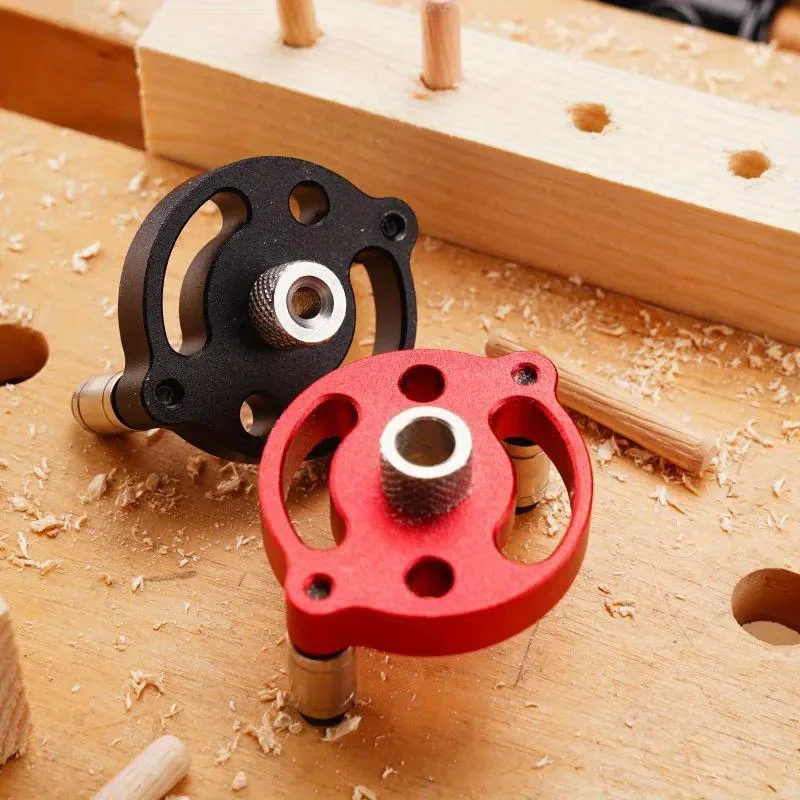 Aluminum Alloy Self Centering Dowel Jig, 3–10mm Adjustable Drill Guide with Steel Bushings for Precise Wood Joint Hole Punching