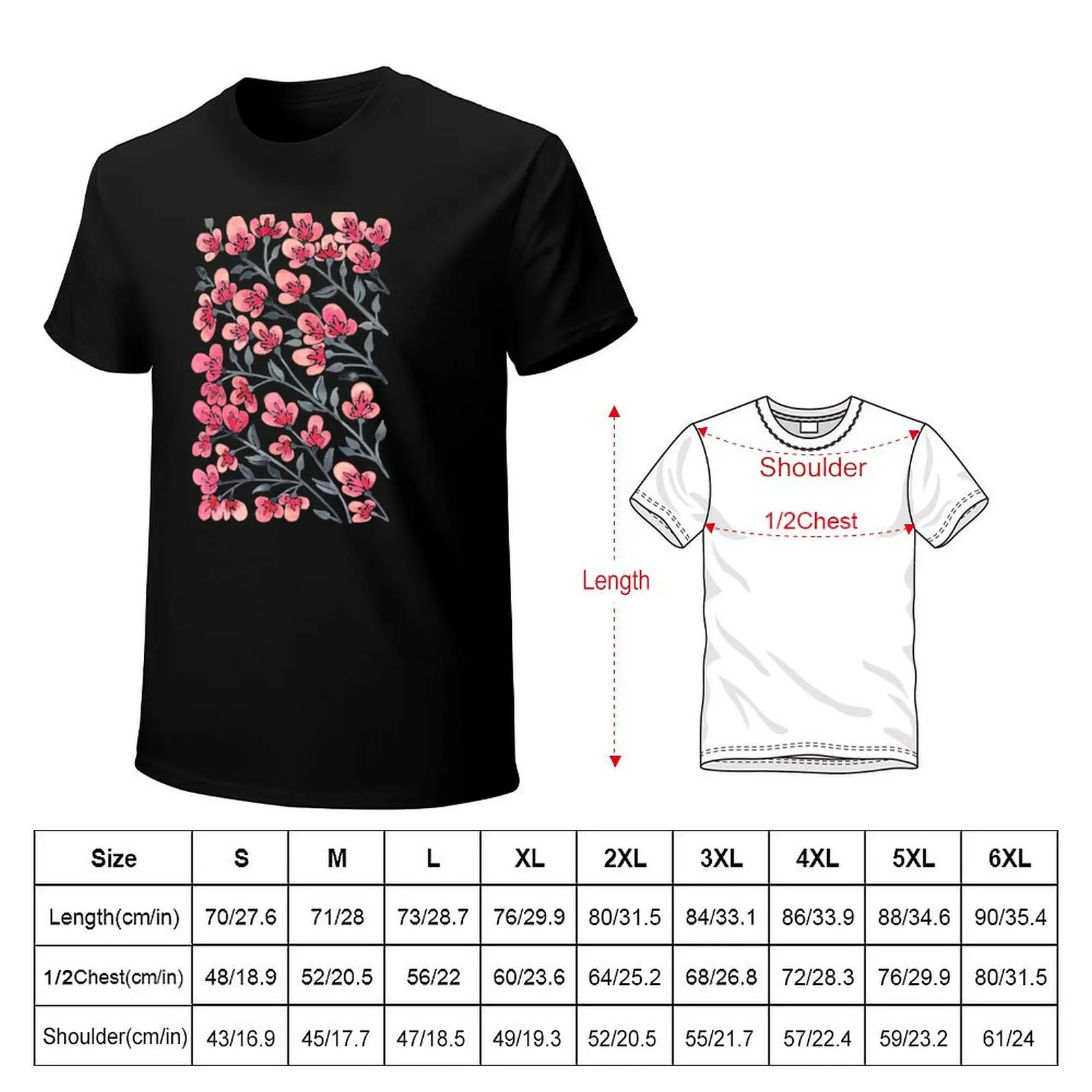 Cherry Blossoms – Pink & Black Palette T-Shirt vintage man clothes man t shirt for a boy mens graphic t-shirts anime