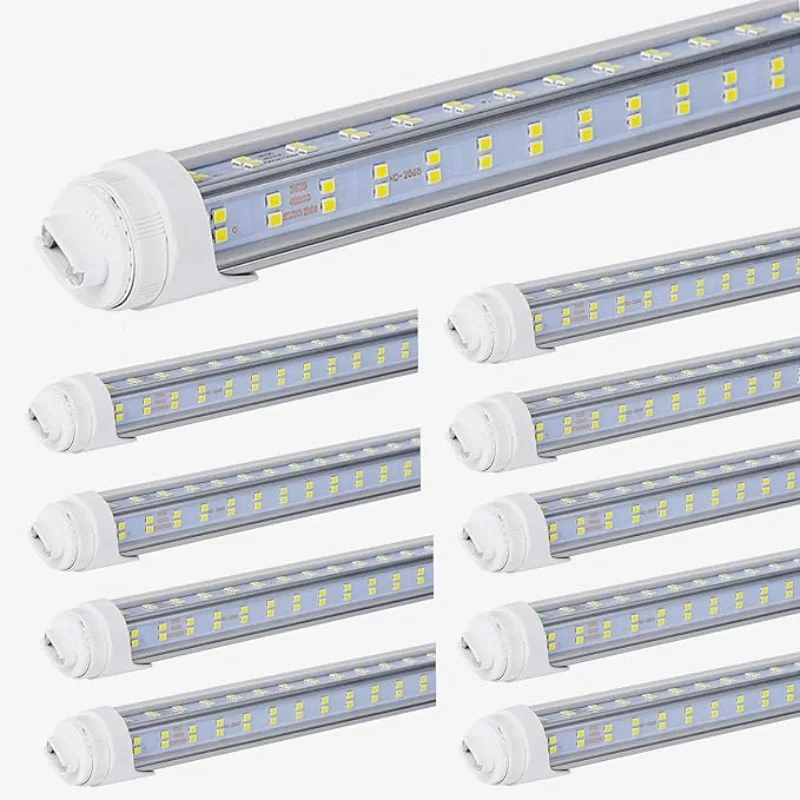 10 PCS-R17D/HO 8FT LED Bulb - Rotate V Shaped, 5000K Daylight 100W, 14500LM, 110W Equivalent F96T12/DW/HO, Clear Cover