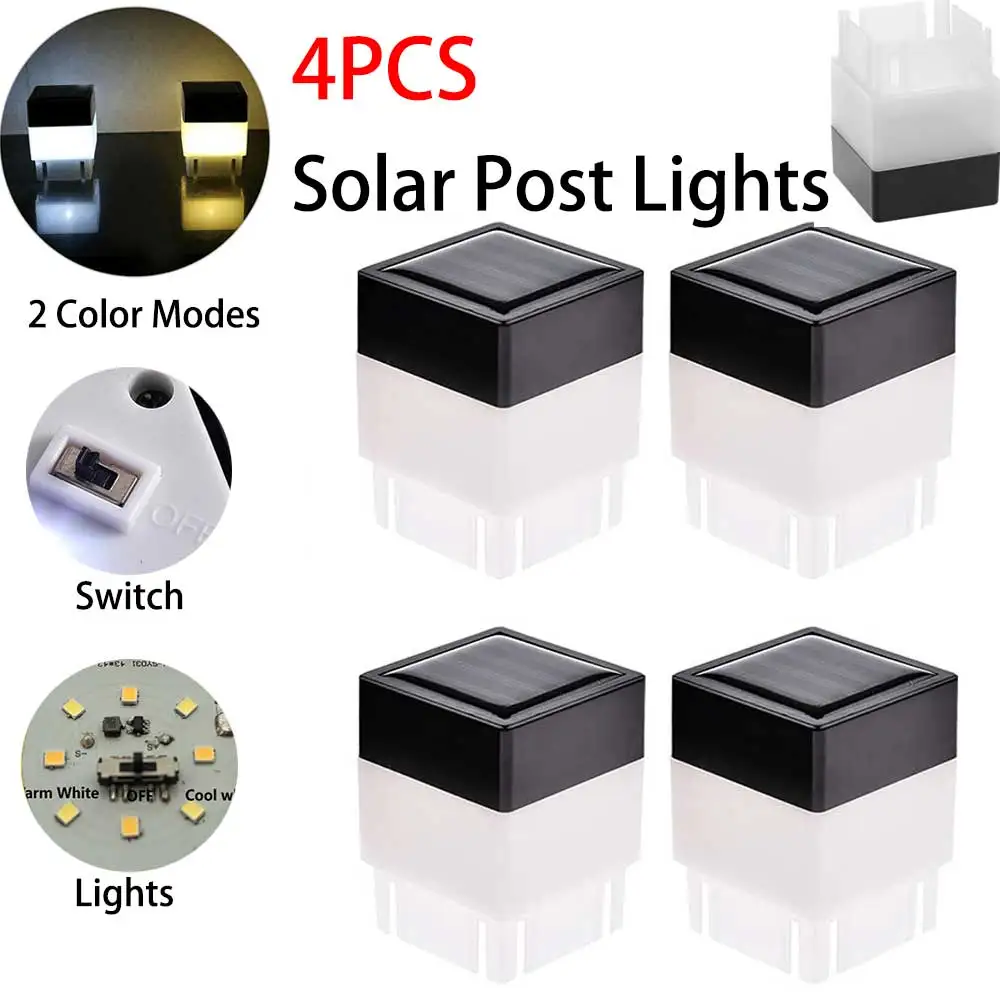 

Solar Garden Lights, Outdoor Fence Solar Lights Waterproof Garden Decorations Lanterns Solar Post Cap Light, 2 Color Adjustable