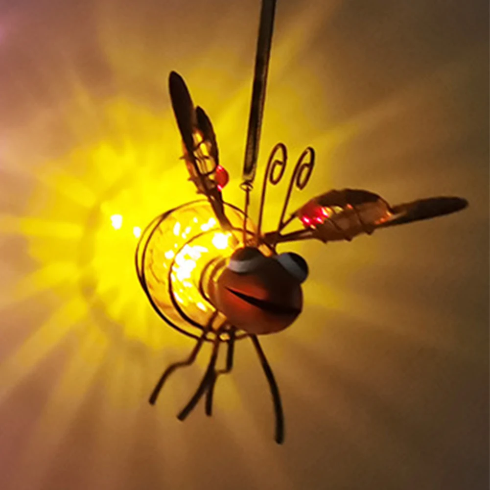 Waterproof Solar Bug Fairy Lights Metal Hanging Flying Insects Lamp Garden Bug Light Ornament for Backyard Balcony Porch