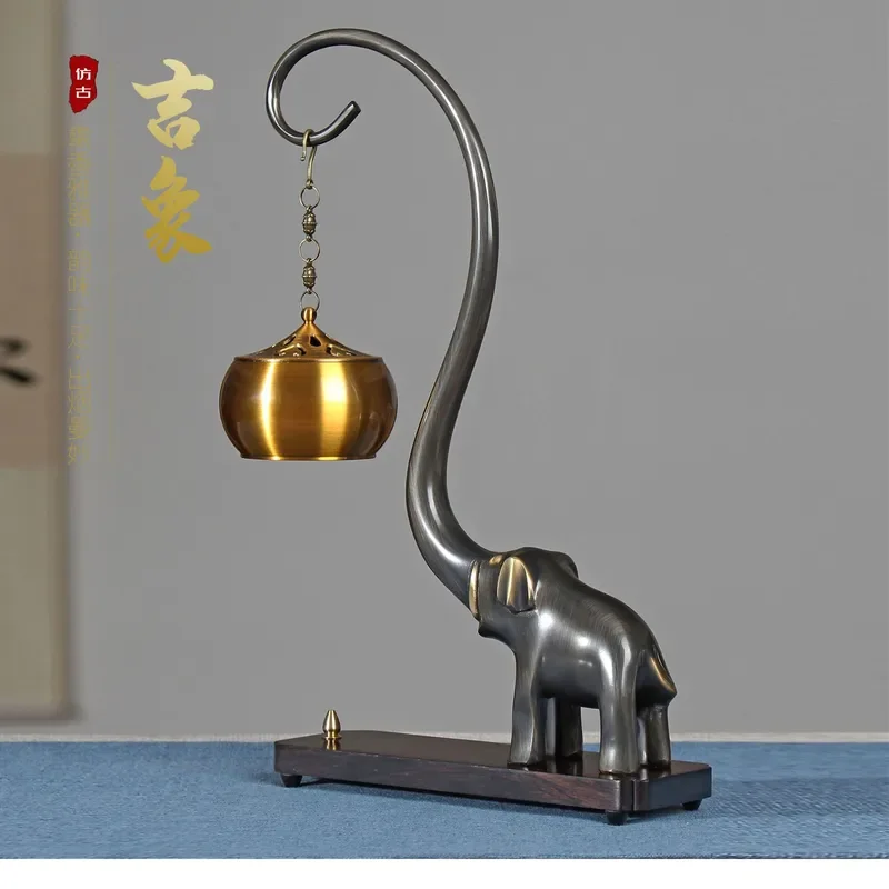 Vintage Elephant Incense Burner Backflow Smoke Aromatherapy Holder Home Decor Creative Ornament Antique Style Hanging Stove
