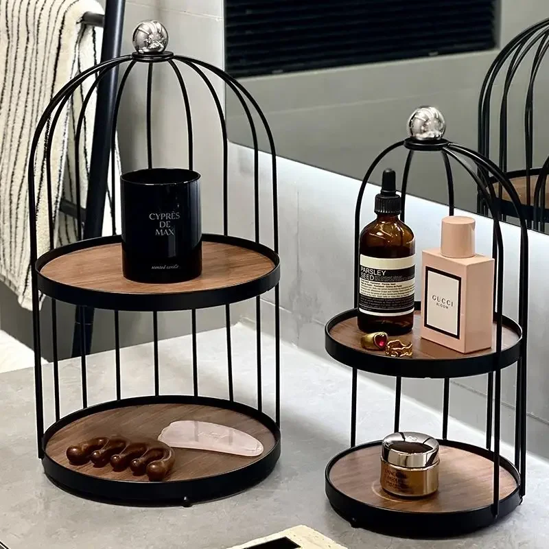BirdCage Makeup Organizer Cosmetics Storage Rack for Skincare Dresser Decorative Stand for Perfume and Desserts And Parties
