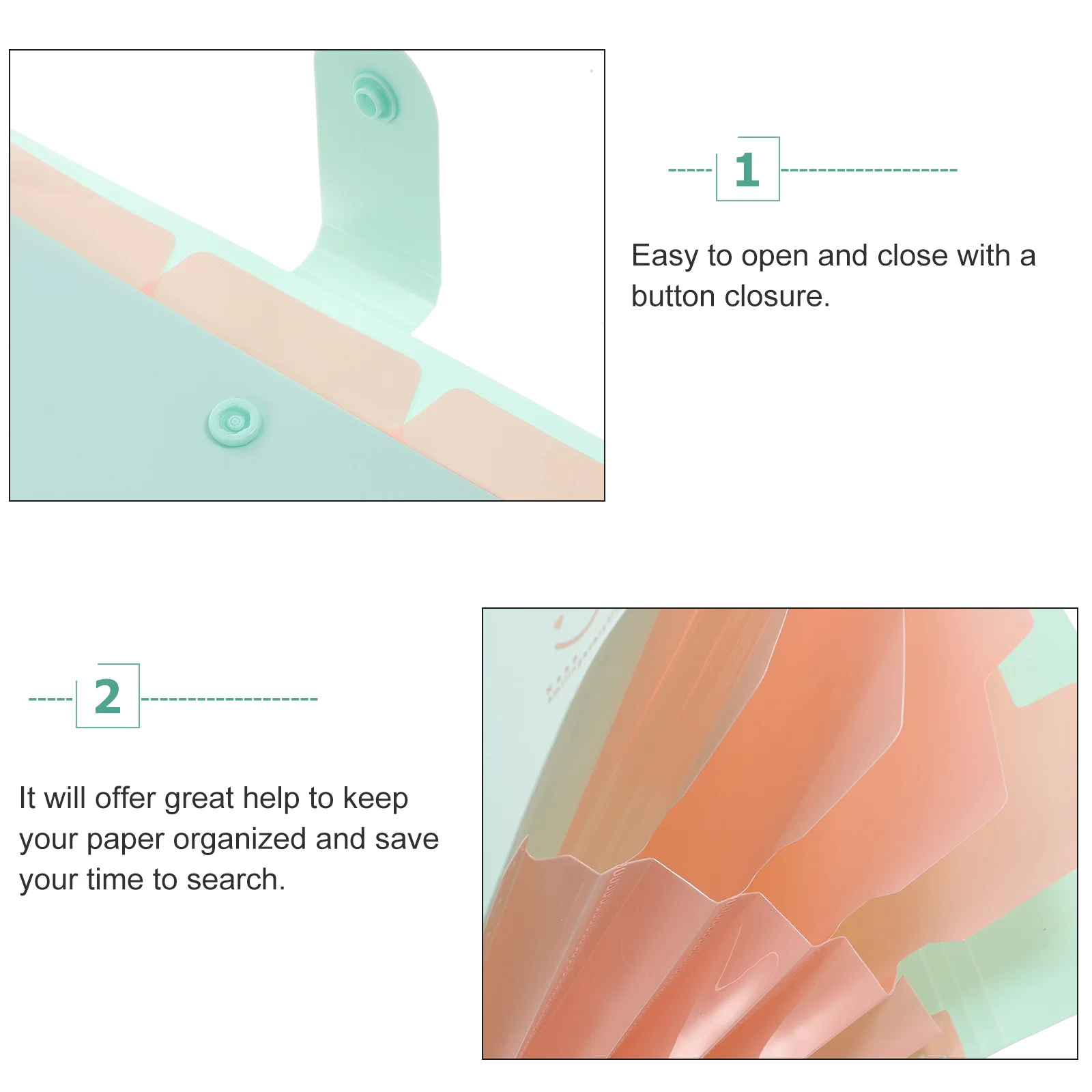 

5 Pockets File Folder Premium Plastic Expanding Accordion Organizer Snap Closure A4 Letter Size Document Storage for Home Office