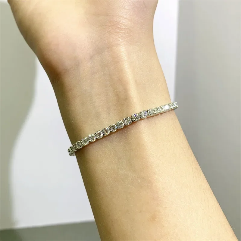 3.5ct D VVS1 Tennis Moissanite Bracelet For Women 925 Sterling Silver Round Cut GRA Diamond Jewelry Anniversary Gift Bracelets