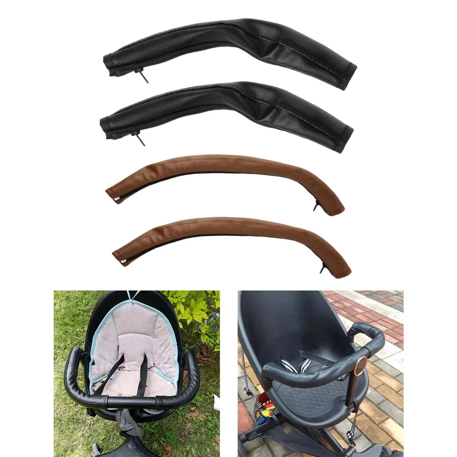 Durable PU Leather Stroller Armrest Sleeve Replacement Handlebar Protector for Child Accessories