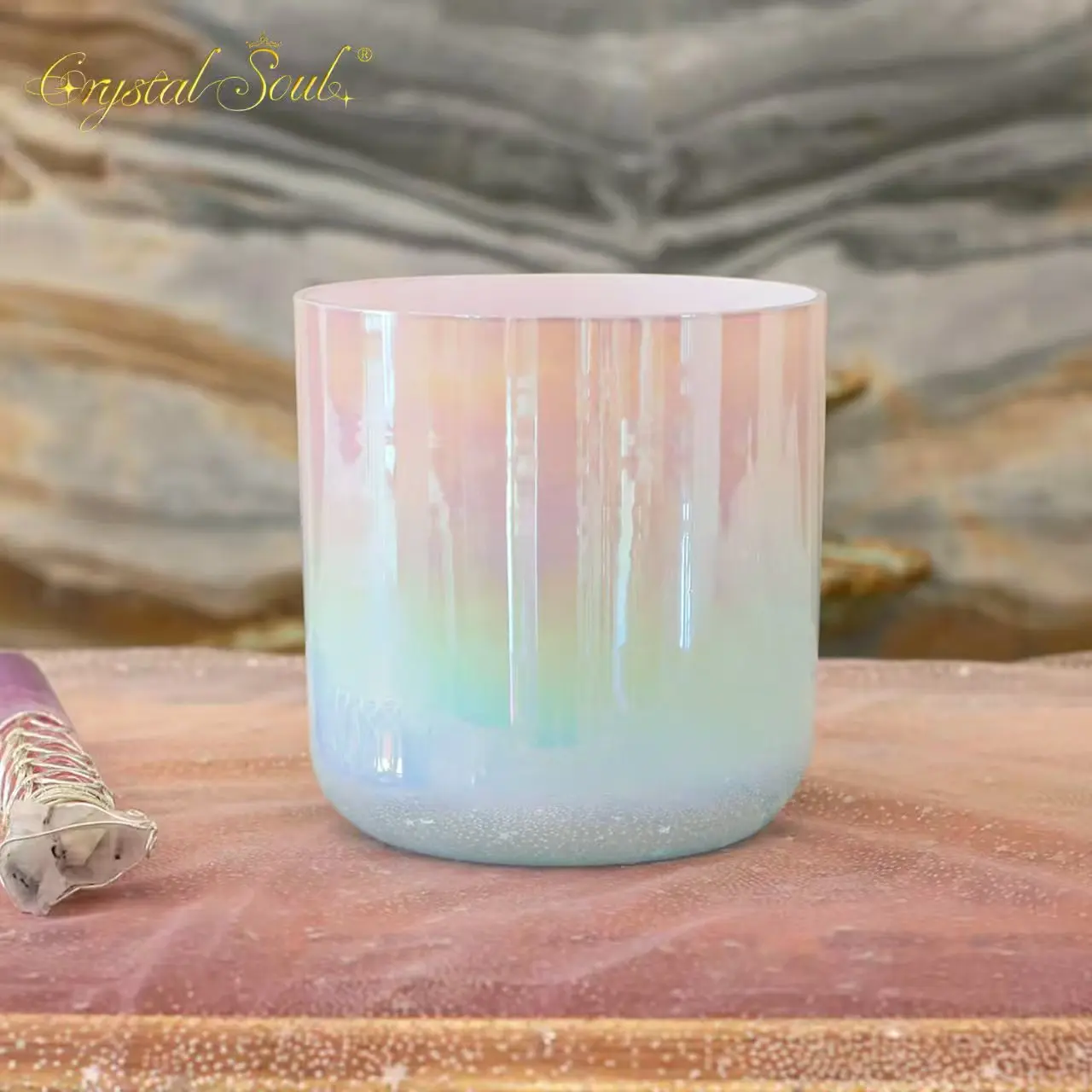 Crystal Girl Heart Pink Blue Gradient Clear Alchemy Crystal Bowls 100% Pure Quartz Ore