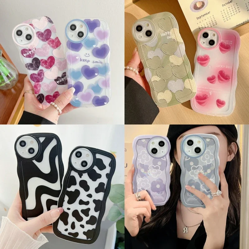 Funda de teléfono con pintura al óleo de Arte de borde ondulado, carcasa de silicona para IPhone 15, 14, 12, 13, 11 Pro Max, Xs, Xr, 6, 6S, 7, 8 Plus, SE 2020