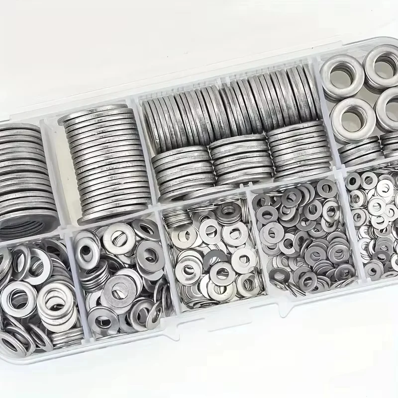 80‑580pcs Stainless‑Steel Flat Washer Kit (M2‑M12). Great for Home Decor, Factory Repair, Kitchen, Store and Outdoor Constructio