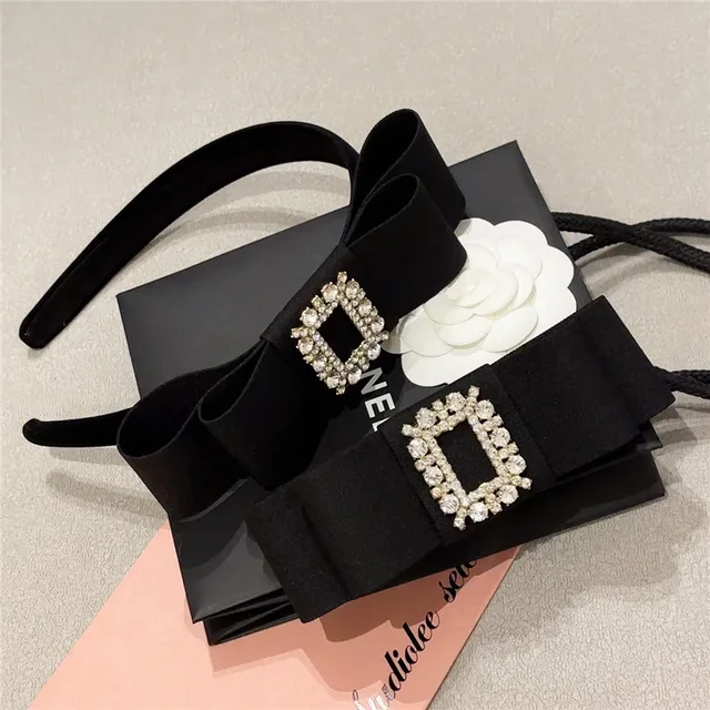 Koreańska modna opaska do włosów z kokardką Luxulry Crystal Rhinestone Spinki do włosów Opaska ślubna Akcesoria do włosów dla dziewczynek i kobiet