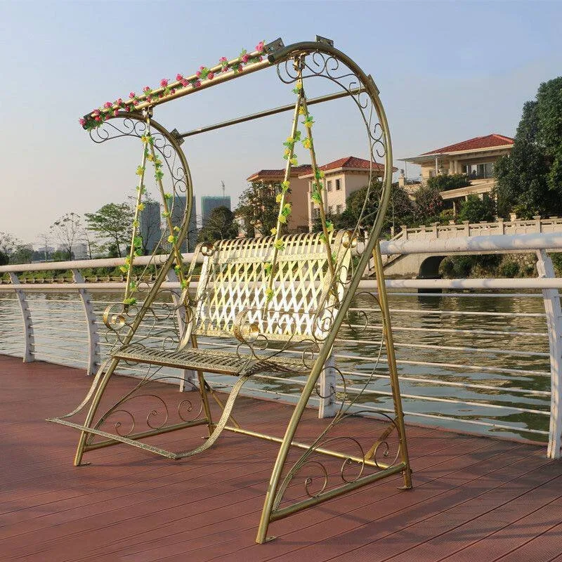 Golden Outdoor Cradle Patio Balcony Double Swing Hanging Chair